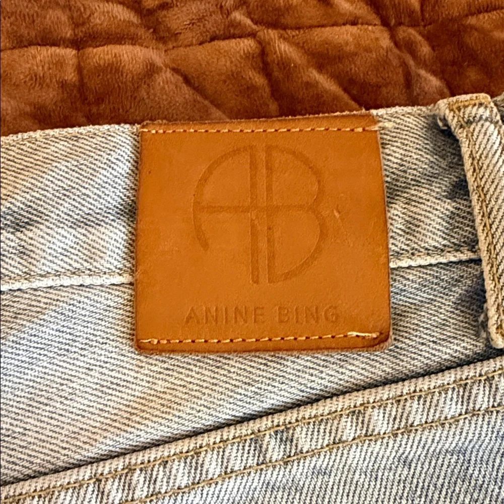 Anine Bing Light Blue Jean Shorts with Frayed Hem - Picture 3 of 7